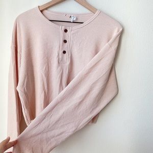 PINK MIA HENLEY CROPPED SHIRT